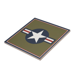 Vintage Rot Weiß Blau USAAF Insignien Sternbalken Fliese