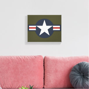 Vintage Rot Weiß Blau USAAF Insignien Sternbalken Leinwanddruck