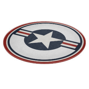 Vintage Rot Weiß Blau USAAF Insignien Sternbalken Schneidebrett