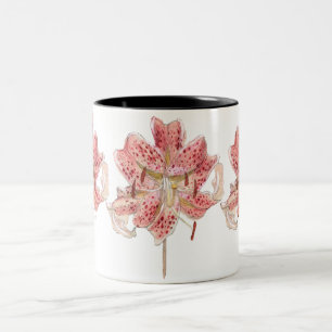 Vintage rote Blume zeichnend von Samuel Colman Zweifarbige Tasse