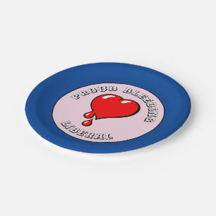 Vintage Rote Blutung Herz Liberaler Pop Kunst Pappteller