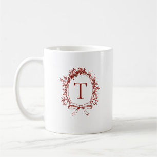 Vintage Rote Botanische Monogramm Kaffeetasse