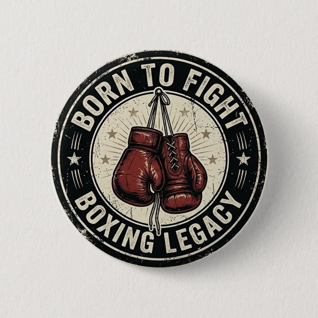 Vintage rote Boxhandschuhe Legacy Emblem Button (Vorderseite)