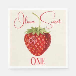 Vintage rote Erdbeere personalisierter Name Party Serviette