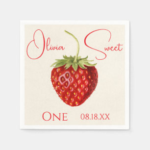 Vintage rote Erdbeere Personalisierter Name Party Serviette