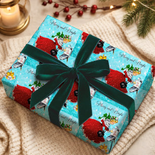 Vintage rote funkelnde Weihnachtspostkasten-Girl Geschenkpapier