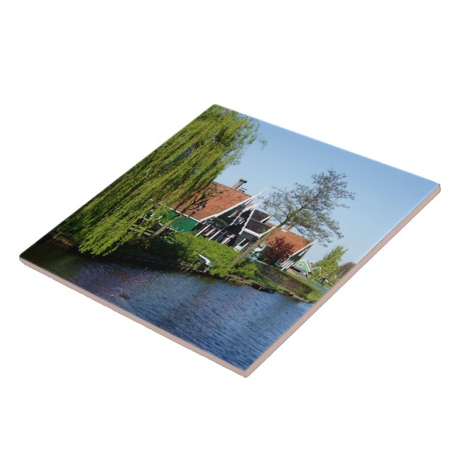 Vintage Rote Grüne Zaan Schans Niederländische Hol Fliese (Seite)