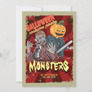 Vintage rote Halloween-Kostümparty Einladung