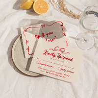 Vintage Rote Hand schrieb quirky Modern Bow Weddin
