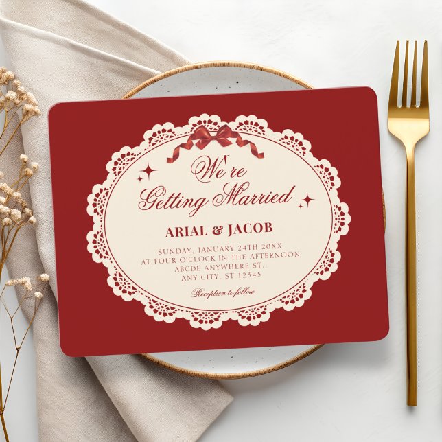 Vintage rote Hochzeit  Einladung (Von Creator hochgeladen)