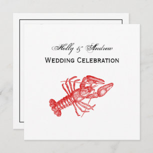 Vintage Rote Hummer #1 Zeichnend Einladung