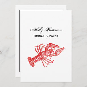 Vintage Rote Hummer #1 Zeichnend Einladung