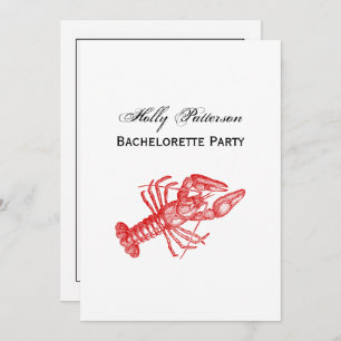 Vintage Rote Hummer #1 Zeichnend Einladung