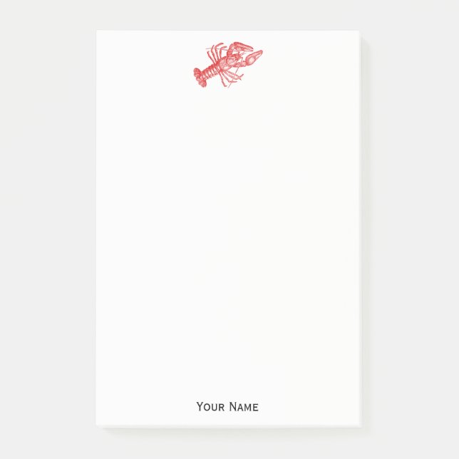 Vintage Rote Hummer #1 Zeichnend Post-it Klebezettel (Vorderseite)