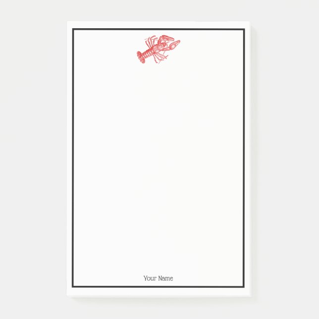 Vintage Rote Hummer #1 Zeichnend Post-it Klebezettel (Vorderseite)