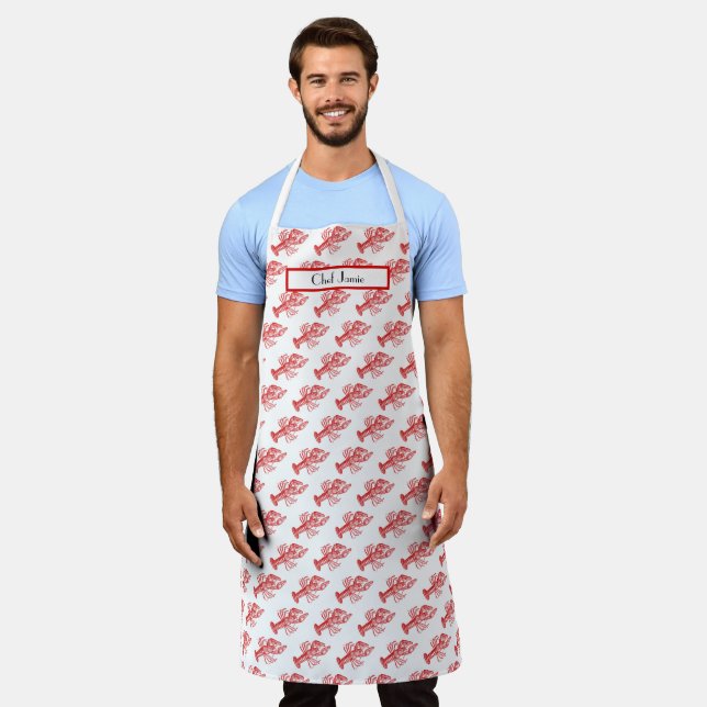 Vintage Rote Hummer #1 Zeichnend Schürze (Getragen)