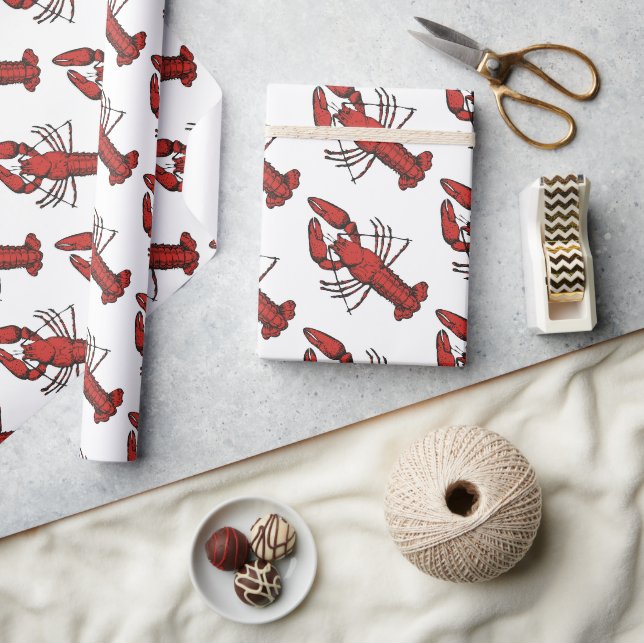 Vintage rote Hummergestaltung Geschenkpapier (Kunsthandwerk)