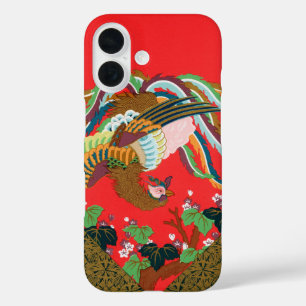 Vintage Rote Japanische Phönix-Vogel-Kunst G.A. Au iPhone 16 Hülle
