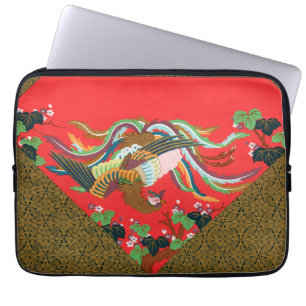 Vintage Rote Japanische Phönix-Vogel-Kunst G.A. Au Laptopschutzhülle
