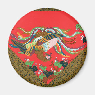 Vintage Rote Japanische Phönix-Vogel-Kunst G.A. Au Magnet