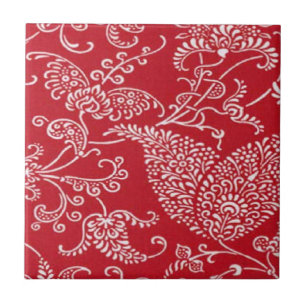 Vintage rote Keramik-Fliese Paisleys Fliese