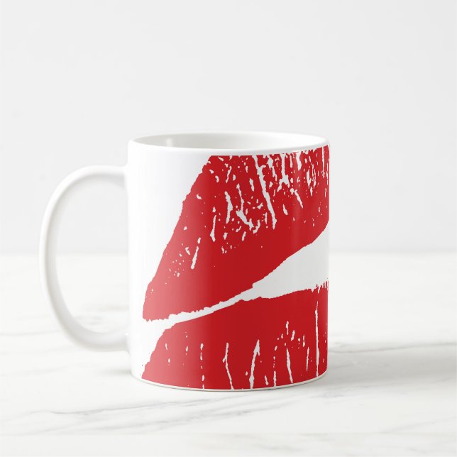 Vintage rote Lippen - Druckabbildung Kaffeetasse (Links)