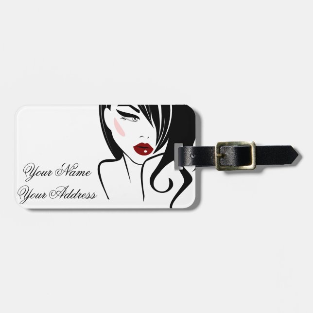 Vintage Rote Lippen Gepäckanhänger (Vorderseite horizontal)