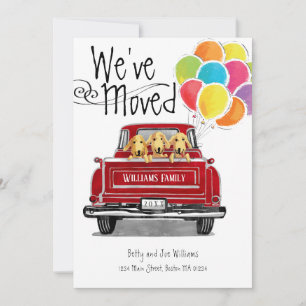 Vintage rote LKW-Ballons Labrador Hunde bewegen Ankündigung