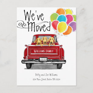 Vintage rote LKW-Ballons Labrador Hunde bewegen Ankündigungspostkarte
