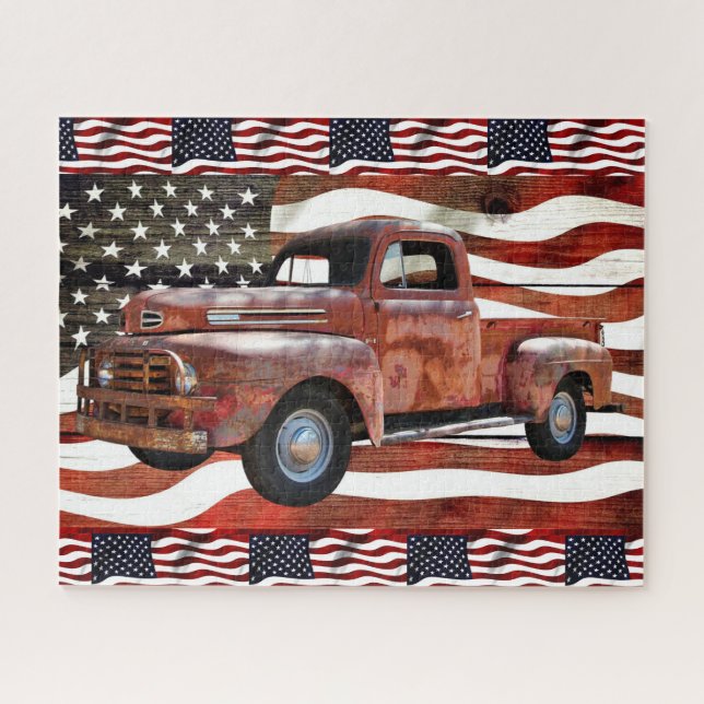 Vintage rote LKW-Fahne Puzzle (Horizontal)