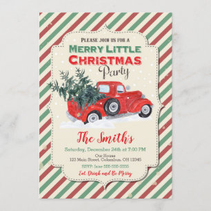 Vintage rote LKW-WeihnachtsParty Einladung