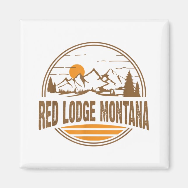 Vintage Rote Lodge, Montana Magnet (Vorne)