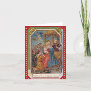 Vintage Rote Madonna und Kind Religiöse Weihnachte Feiertagskarte