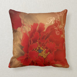 Vintage rote Pfingstrosen-chinesische Hochzeit Kissen
