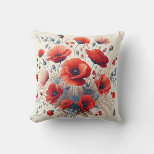 Vintage Rote Pflaumen Botanische Kunst Kissen