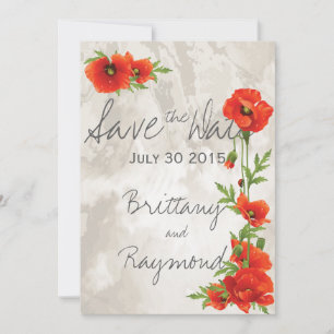 VINTAGE ROTE POPPIEN SAVE THE DATE