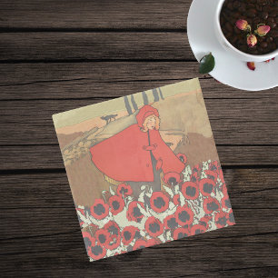 Vintage rote Reithauben-Wolf-Mohnblumen-Blumen Steinuntersetzer