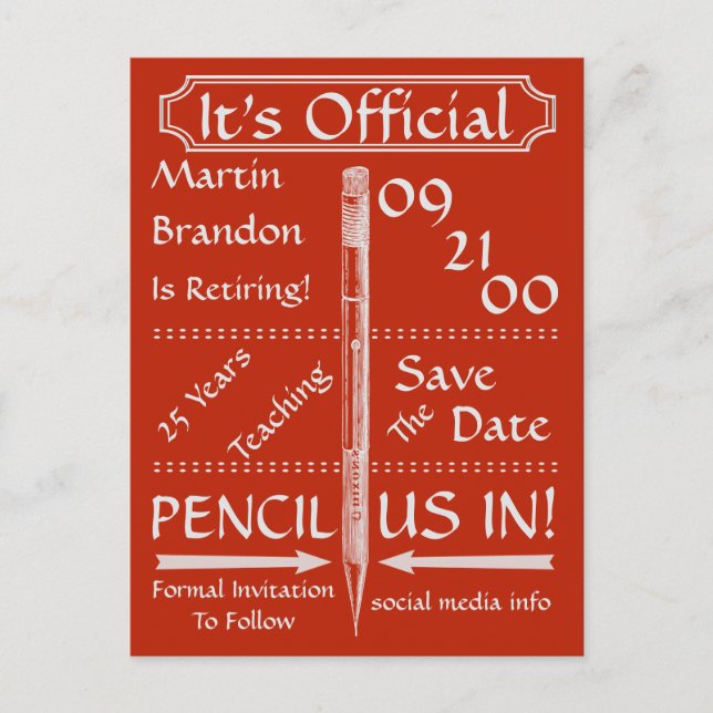 Vintage Rote Rente Save the Date Ankündigungspostkarte (Vorderseite)