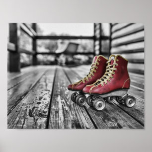 Vintage rote Rollschuhe Poster