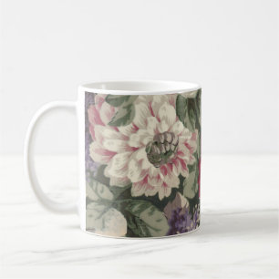 Vintage rote rosa blaue weiße Blumenmalerei Kaffeetasse