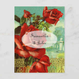 Vintage Rote Rose Ankündigungspostkarte