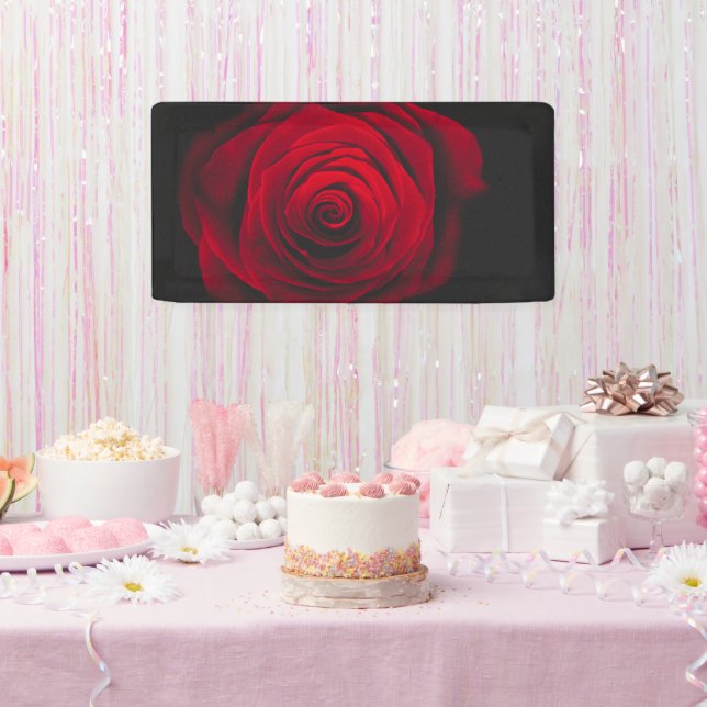 Vintage rote Rose auf schwarzem Hintergrund Banner (Party)