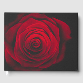 Vintage rote Rose auf schwarzem Hintergrund Gästebuch