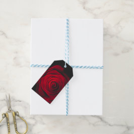 Vintage rote Rose auf schwarzem Hintergrund Geschenkanhänger