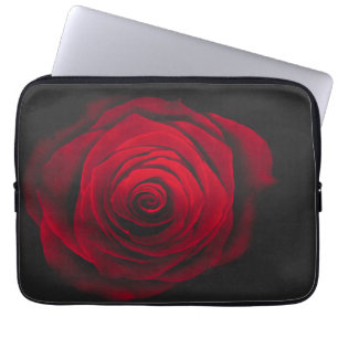 Vintage rote Rose auf schwarzem Hintergrund Laptopschutzhülle