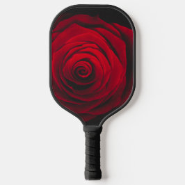 Vintage rote Rose auf schwarzem Hintergrund Pickleball Schläger