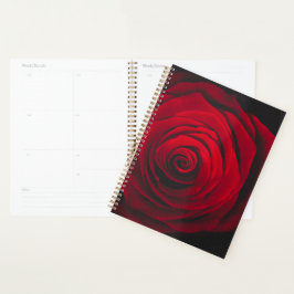 Vintage rote Rose auf schwarzem Hintergrund Planer