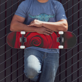 Vintage rote Rose auf schwarzem Hintergrund Skateboard