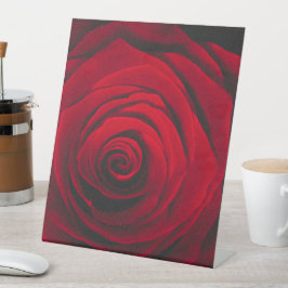 Vintage rote Rose auf schwarzem Hintergrund Sockelschild