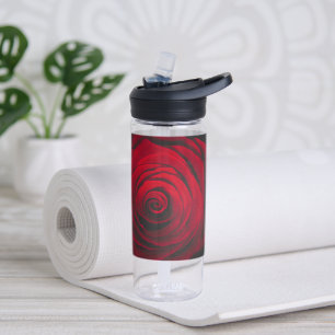 Vintage rote Rose auf schwarzem Hintergrund Trinkflasche